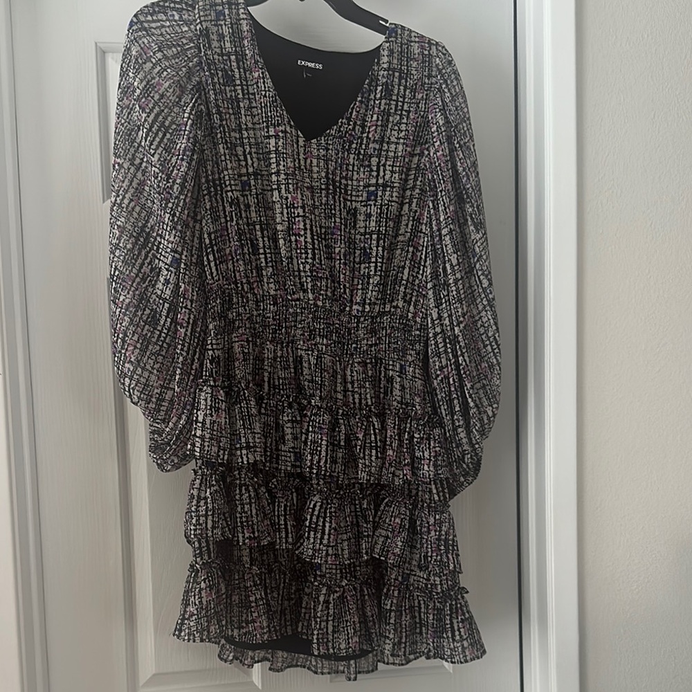 Express Black and White Ruffled Tiered Sundress